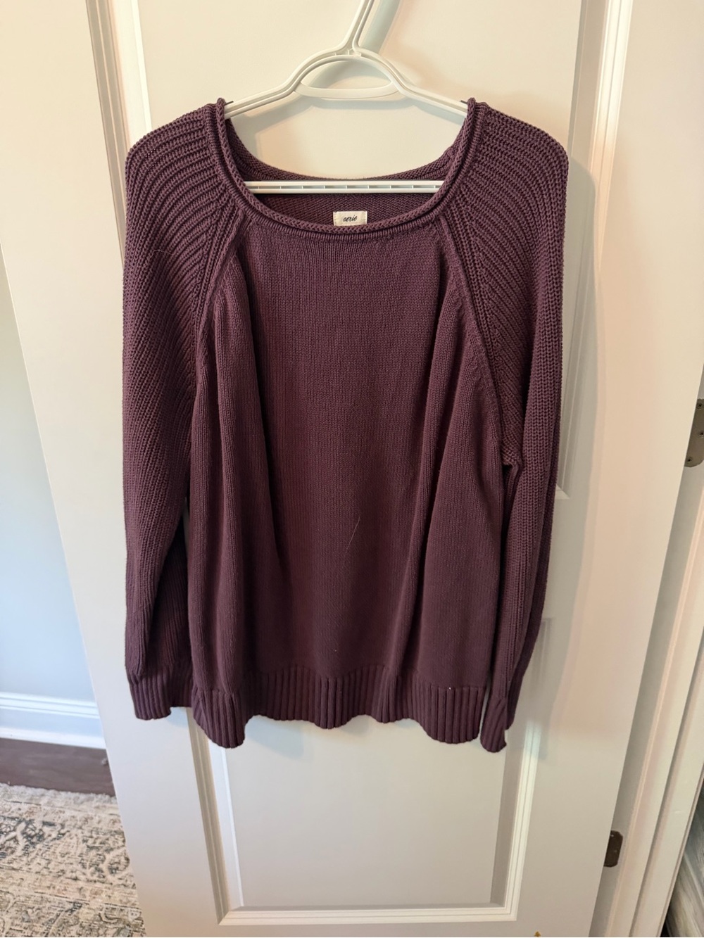 aerie Plum Scoop Neck Crew Sweater
